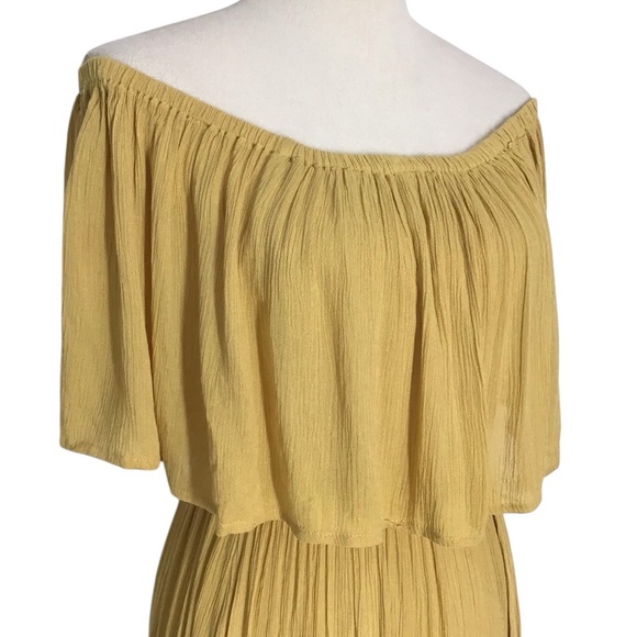 Elan Off The Shoulder Tiered Maxi Dress In Mustard New - Picture 6 of 8